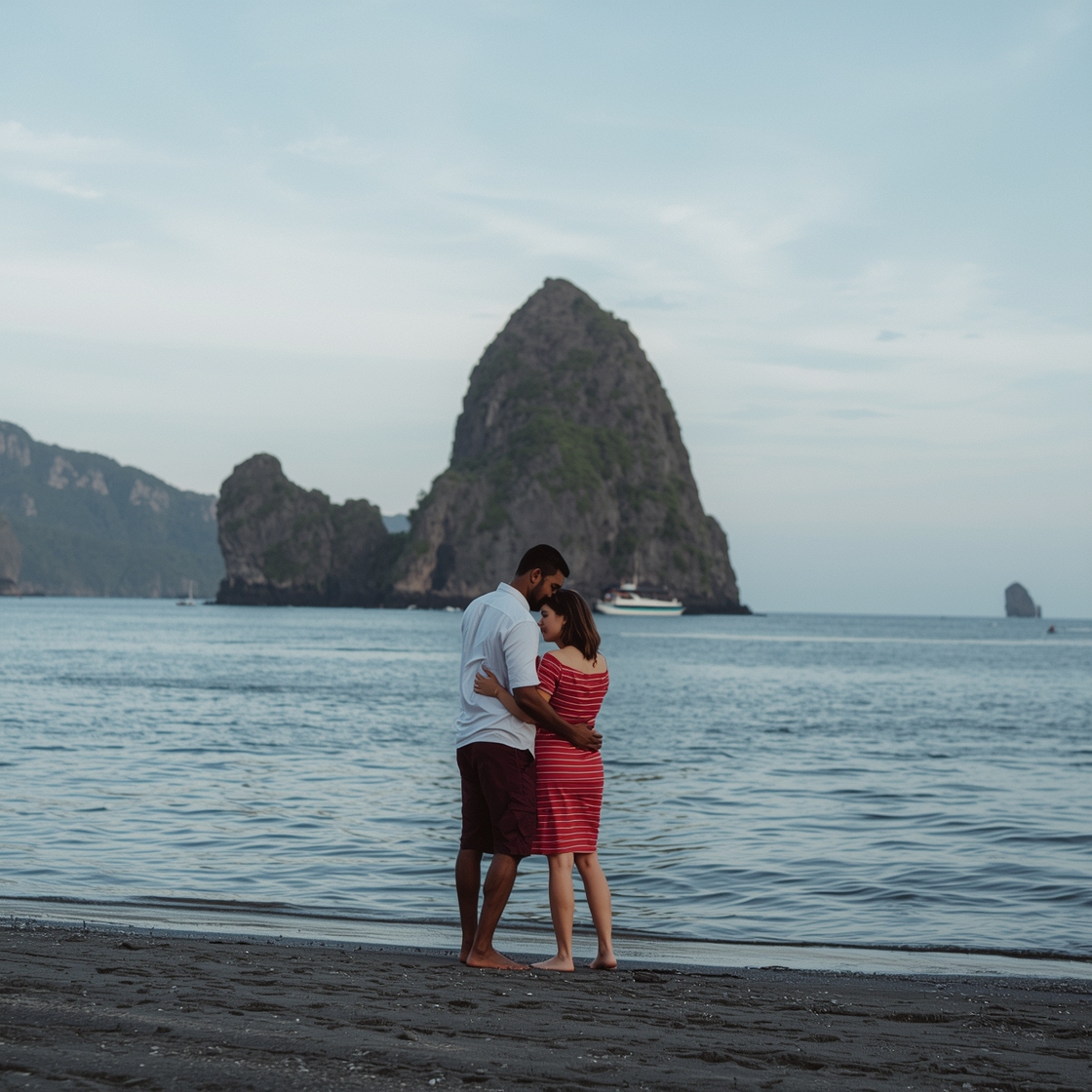 men with his wife in bali ressort